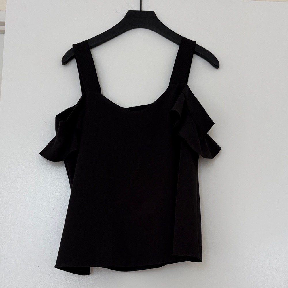 Ruffled Off-The-Shoulder Black Top